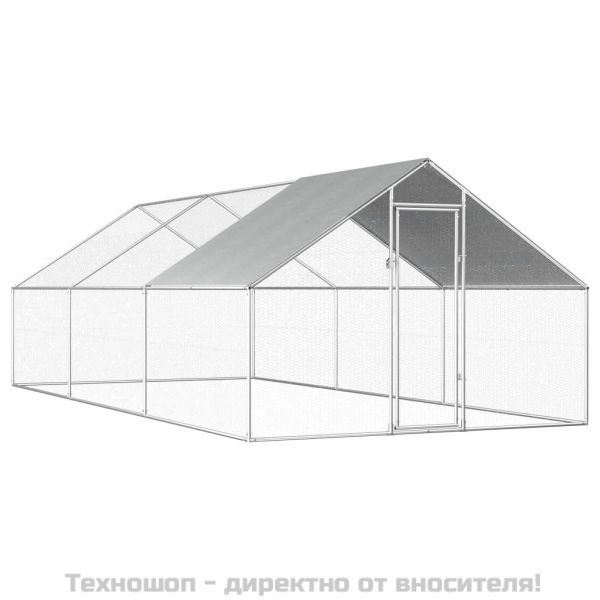 Птичарник на открито, 2,75x6x1,92 м, поцинкована стомана