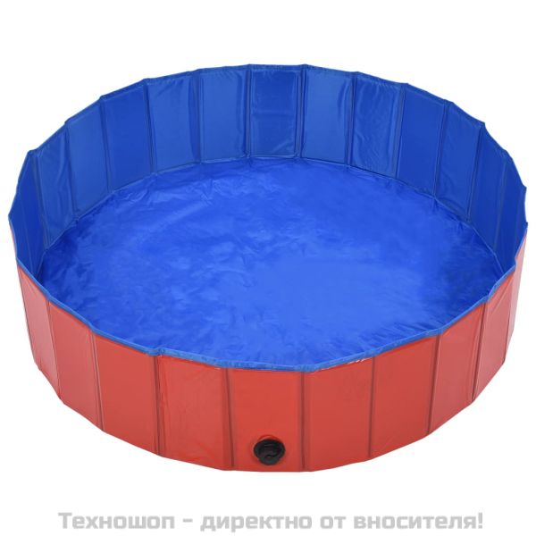 Сгъваем басейн за кучета, червен, 120x30 см, PVC