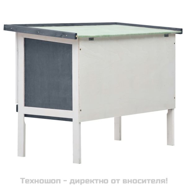 Външна клетка за зайци, 1 отделение, сива, дърво