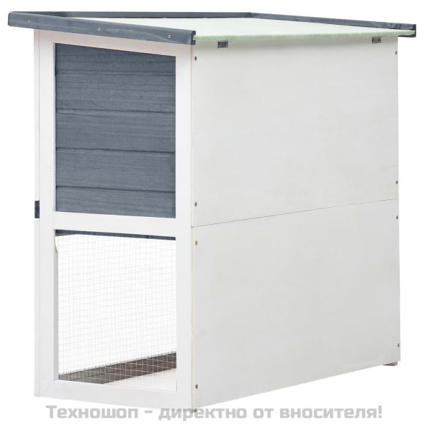 Външна клетка за зайци, 1 врата, сива, дърво