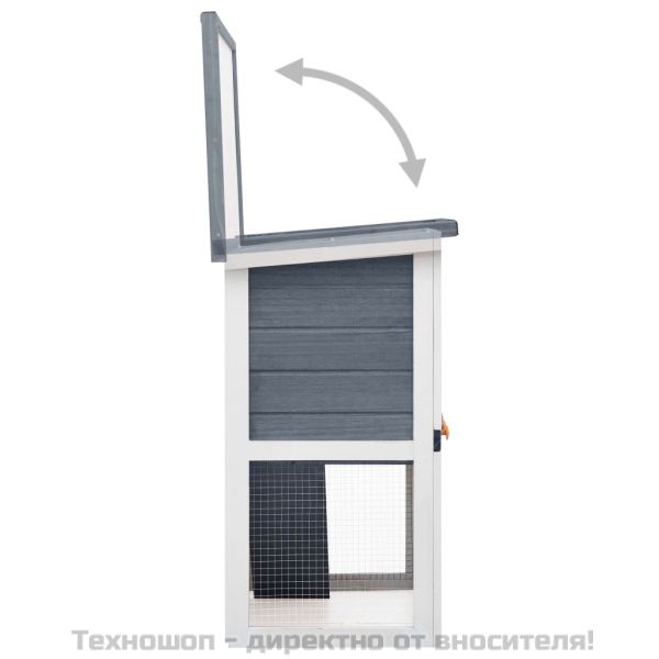 Външна клетка за зайци, 1 врата, сива, дърво