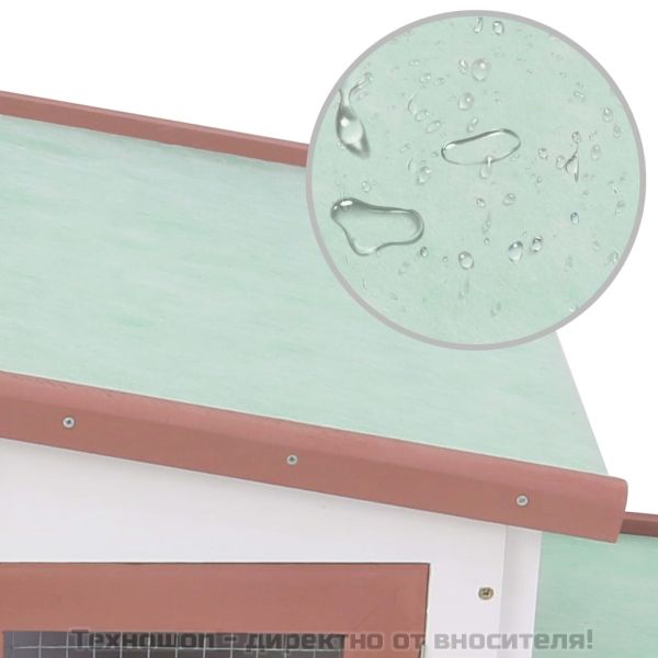 Външна голяма клетка за зайци кафяво и бяло 201x45x85 см дърво