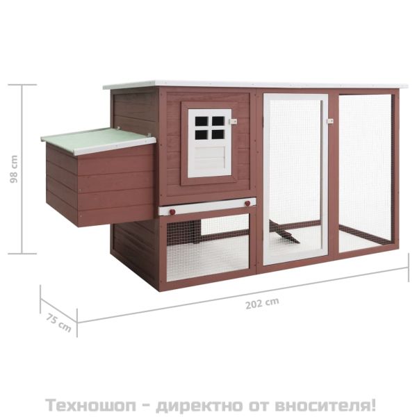 Кокошарник за открито с 1 отделение за яйца, кафяв, дървен
