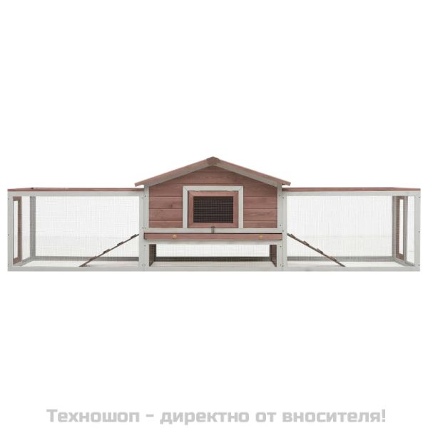 Клетка за зайци, мока, 310x70x87 см, чам и ела масив