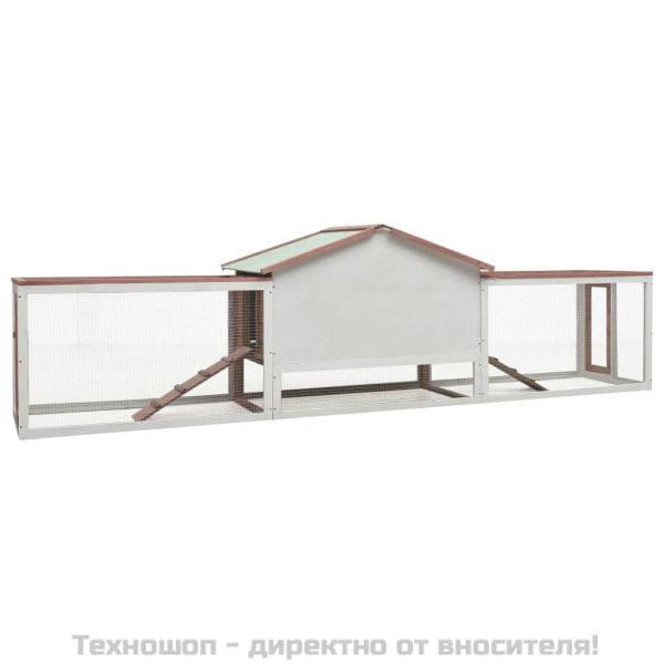 Клетка за зайци, мока, 310x70x87 см, чам и ела масив