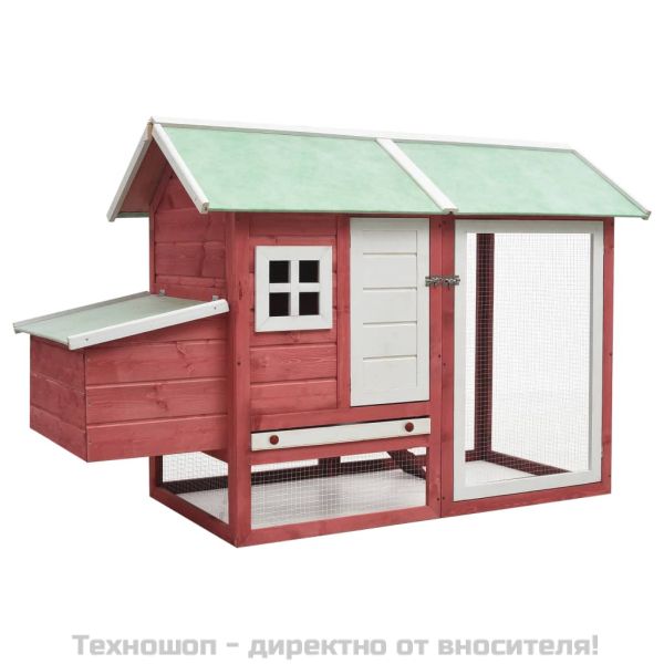 Клетка за пилета, червена, 170x81x110 см, чам и ела масив