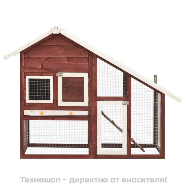 Клетка за зайци, мока и бяло, 140x63x120 см, чам масив