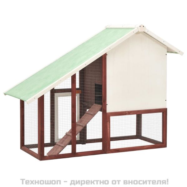 Клетка за зайци, мока и бяло, 140x63x120 см, чам масив