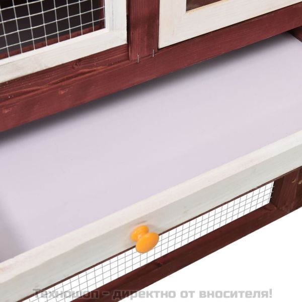 Клетка за зайци, мока и бяло, 140x63x120 см, чам масив