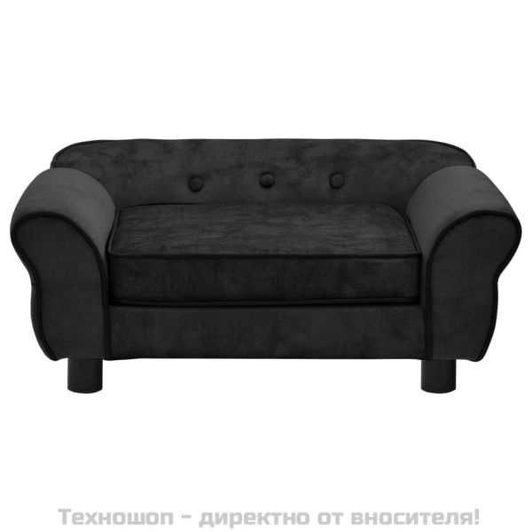 Кучешки диван, черен, 72x45x30 см, плюш