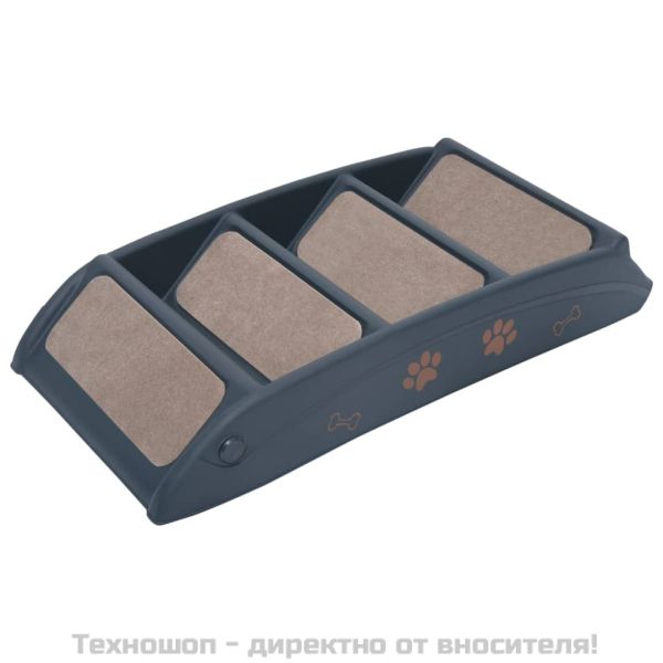 Сгъваема кучешка стълба с 4 стъпала, тъмносива
