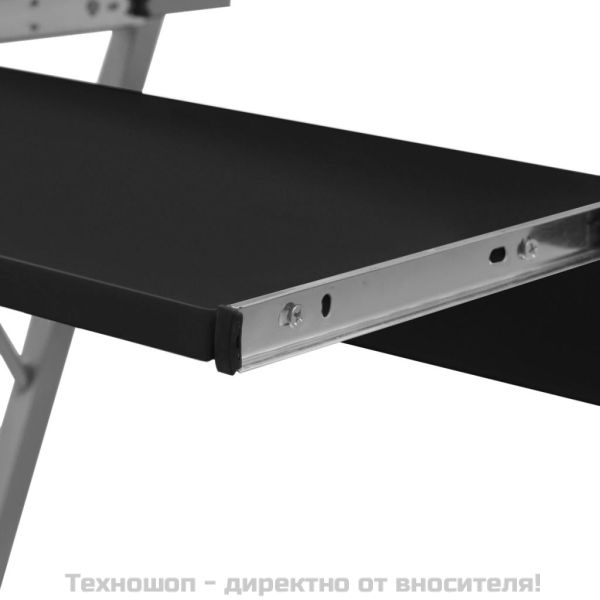 Бюро за компютър с изтеглящ плот за клавиатура, черно