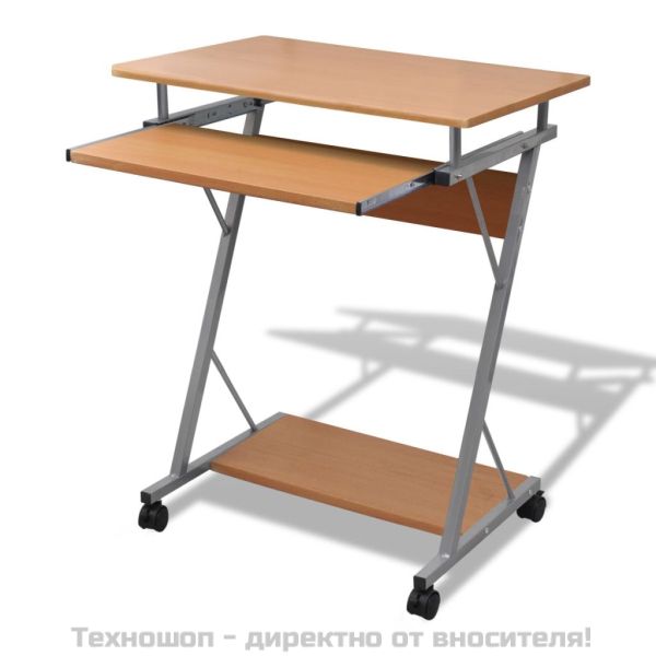 Бюро за компютър с изтеглящ плот за клавиатура, кафяво