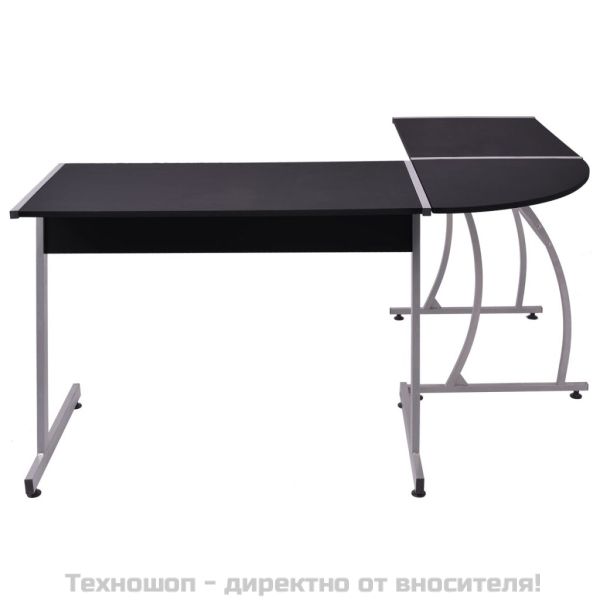 Ъглово бюро, L-образно, черно