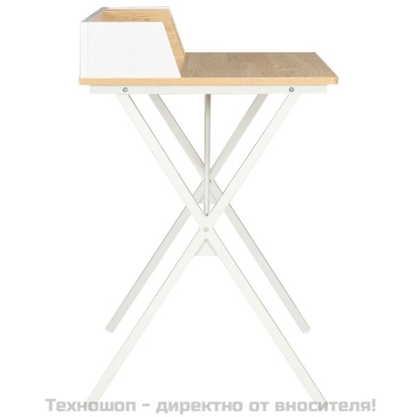 Бюро, бял и естествен цвят, 80x50x84 см