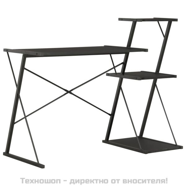 Бюро с рафт, черно, 116x50x93 см
