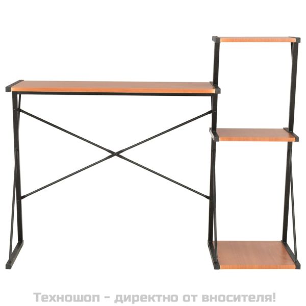 Бюро с рафт, черно и кафяво, 116x50x93 см