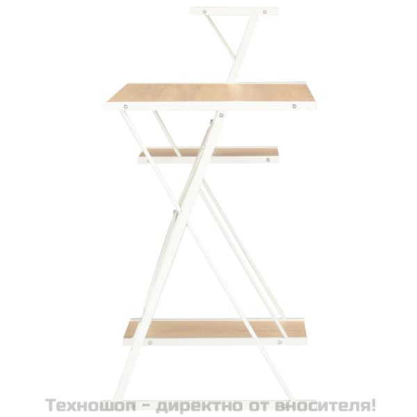 Бюро с рафт, бяло и дъб, 116x50x93 см