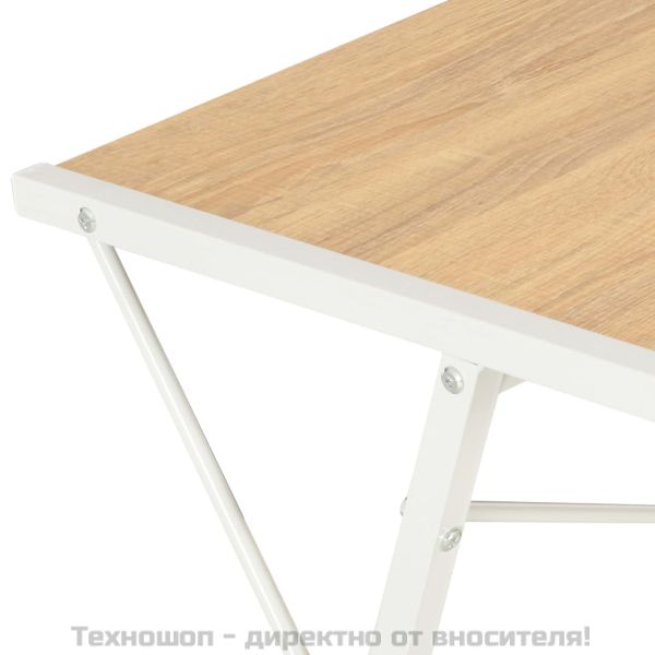 Бюро с рафт, бяло и дъб, 116x50x93 см