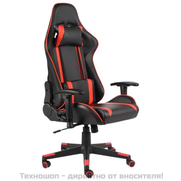 Въртящ геймърски стол, червен, PVC