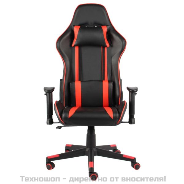 Въртящ геймърски стол, червен, PVC