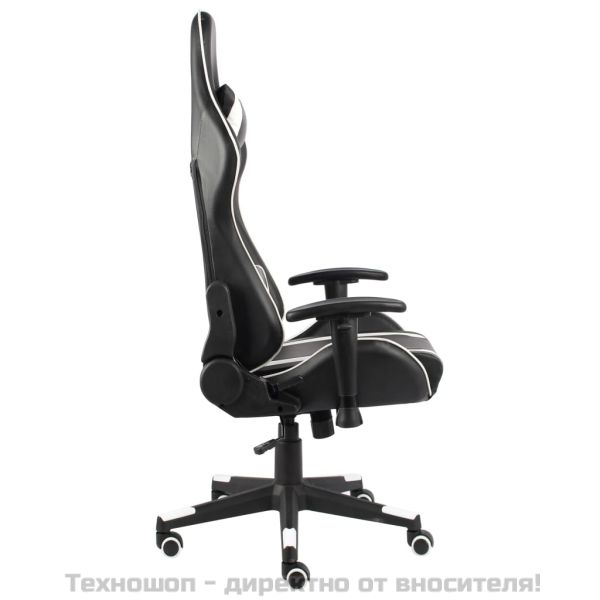 Въртящ геймърски стол, бял, PVC