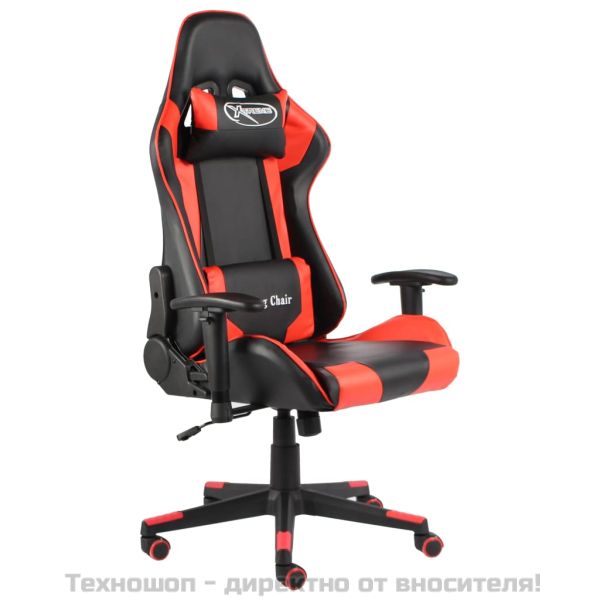 Въртящ геймърски стол, червен, PVC