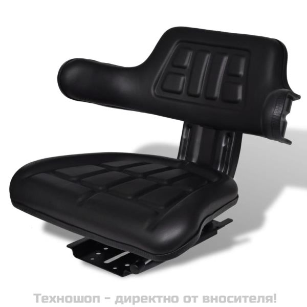Седалка за трактор с облегалка, черна