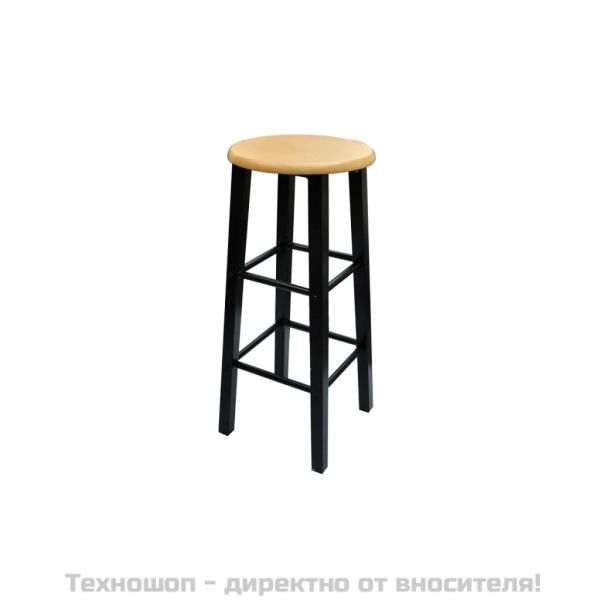 Трапезен комплект, жълтокафяво дърво, черна стомана