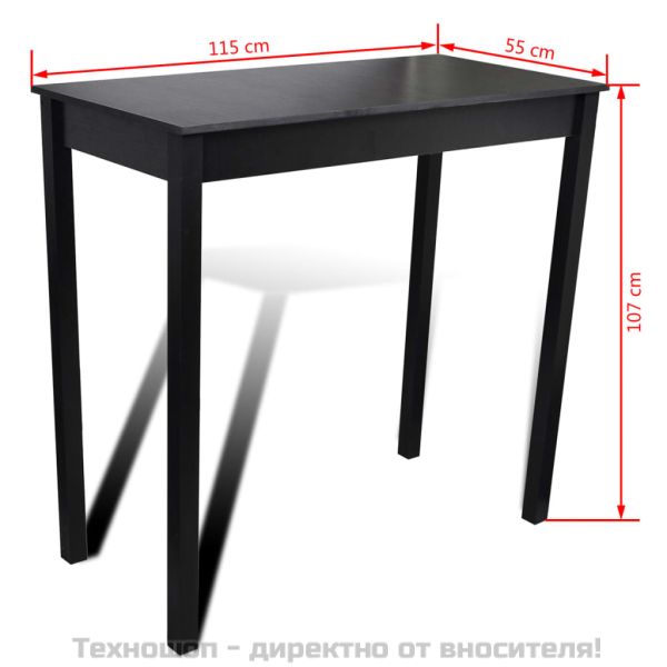 Бар маса, МДФ, черна, 115x55x107 см