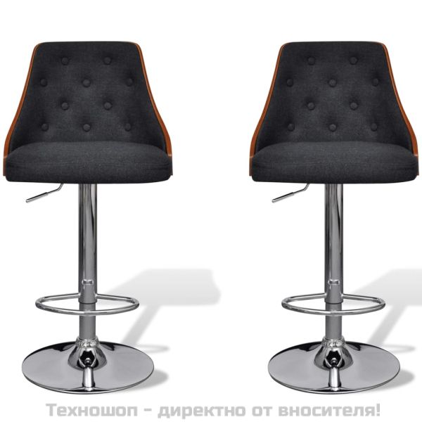 Бар табуретки, 2 бр, извито дърво и текстил