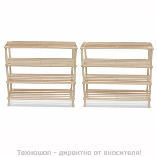 4-етажни рафтове за обувки 2 бр масивна ела