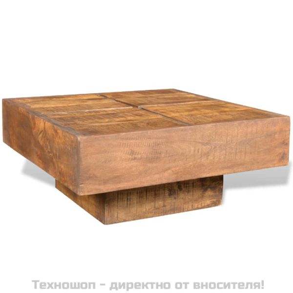 Маса за кафе, мангово дърво масив, квадратна, кафява