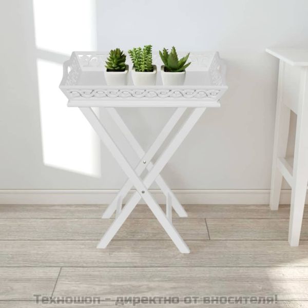 Странична маса с табла, бяла