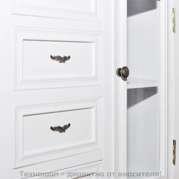 Шкаф с 5 чекмеджета, 2 рафта, бял