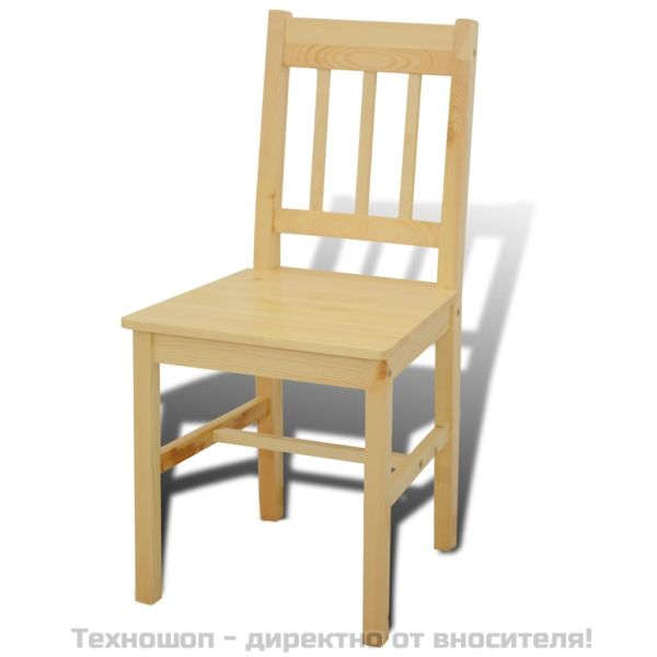Дървена маса за хранене с 4 стола от натурално дърво