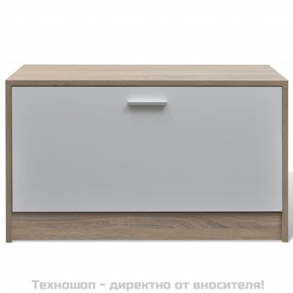 3-в-1 комплект дървен шкаф за обувки, дъб и бяло