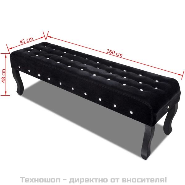 Пейка с черно кадифе и кристали