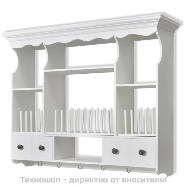 Дървен стенен кухненски шкаф, бял