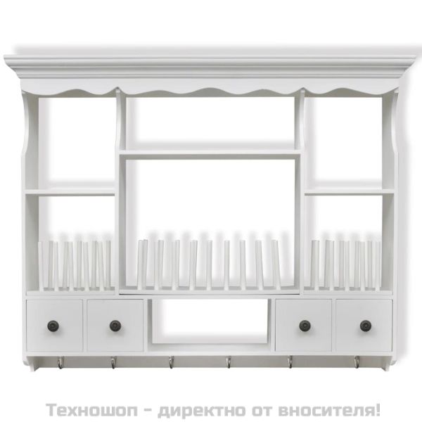 Дървен стенен кухненски шкаф, бял