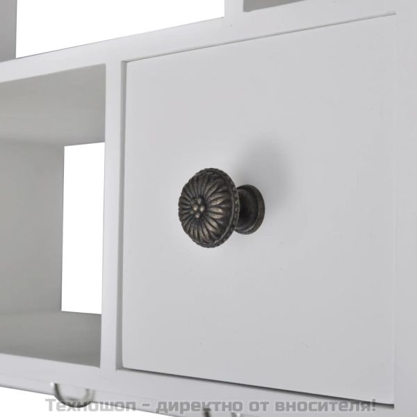 Дървен стенен кухненски шкаф, бял