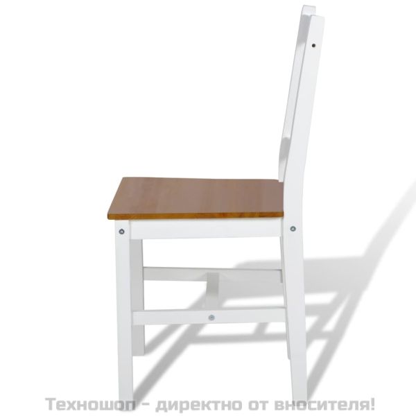 Трапезни столове, 2 бр, бели, борова дървесина