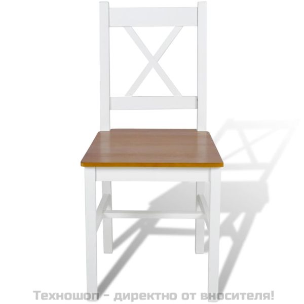 Трапезни столове, 4 бр, бели, борова дървесина