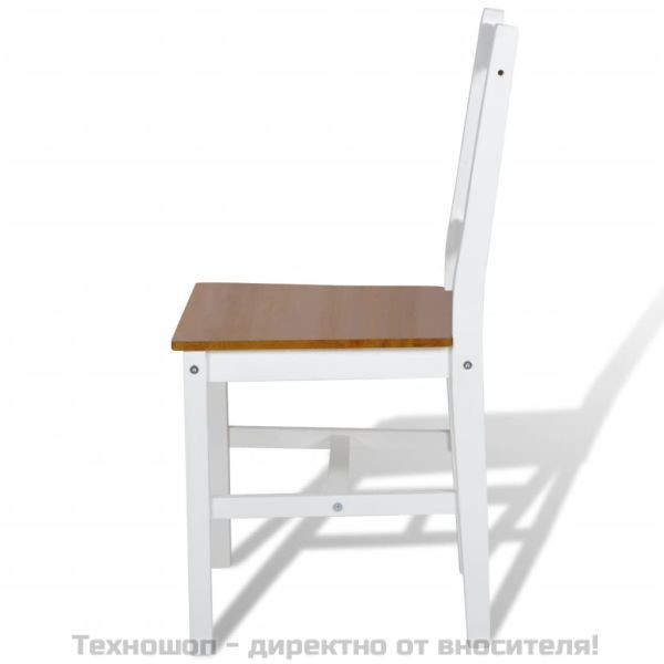 Трапезни столове, 4 бр, бели, борова дървесина