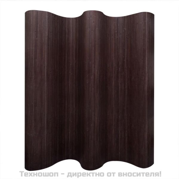 Параван за стая, тъмно кафяв бамбук, ширина 250 см, височина 165 см