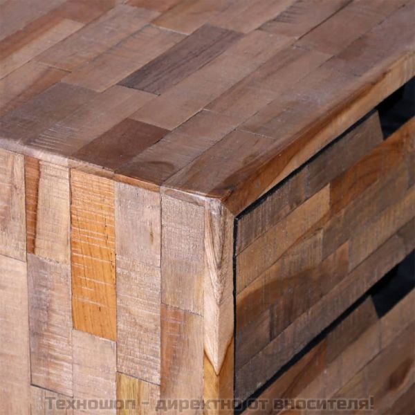 Нощно шкафче с 2 чекмеджета, регенерирано тиково дърво