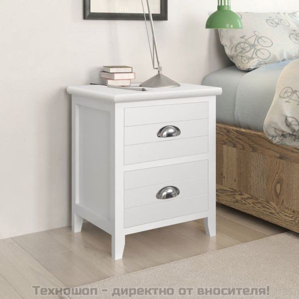 Нощни шкафче с чекмеджета, 2 бр, бели