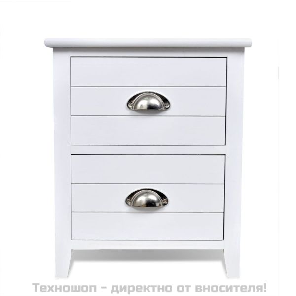 Нощни шкафче с чекмеджета, 2 бр, бели