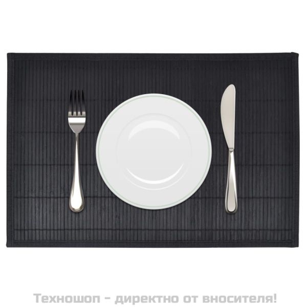 242109 6 Bamboo Placemats 30 x 45 cm Black