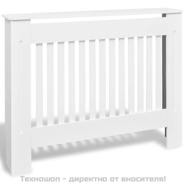 Бяла инженерно дърво декоративна решетка за отопляващ радиатор, 112 см